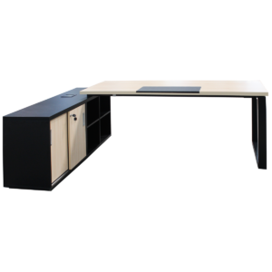 Mesa Vercelli Pé Aço C/ Armário Nicho C/ CX Tomada 36MM
