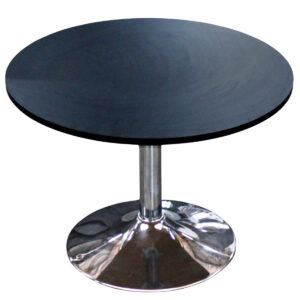 MESA DE CENTRO CROMADA PE DISCO C/ TAMPO PRETO