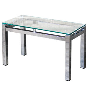 MESA DE CENTRO RETANGULAR CROM. C/ TAMPO CRISTAL