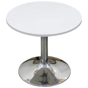 MESA DE CENTRO CROMADA PE DISCO C/ TAMPO (BRANCO)