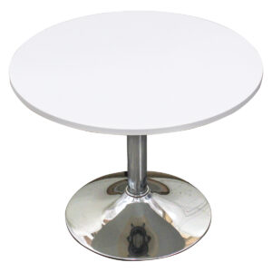 MESA CANTO CROMADO PE DISCO C/TAMPO (BRANCO)
