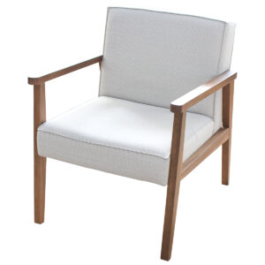 POLTRONA JULIA C/ PE DE MADEIRA (TECIDO BEGE)