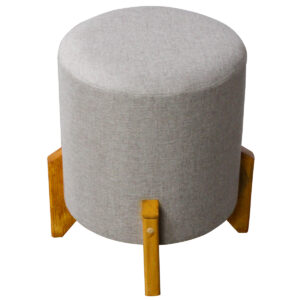 PUFF REDONDO PE DE MADEIRA (BEGE)